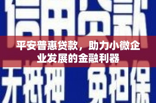 高邮平安普惠贷款，助力小微企业发展的金融利器