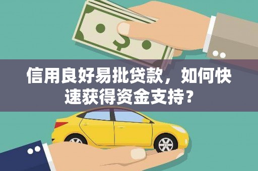 高邮信用良好易批贷款，如何快速获得资金支持？