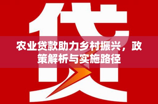 高邮农业贷款助力乡村振兴，政策解析与实施路径