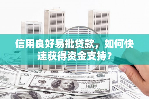 高邮信用良好易批贷款，如何快速获得资金支持？