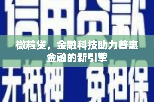 高邮微粒贷，金融科技助力普惠金融的新引擎