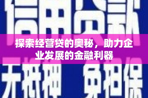 高邮探索经营贷的奥秘，助力企业发展的金融利器