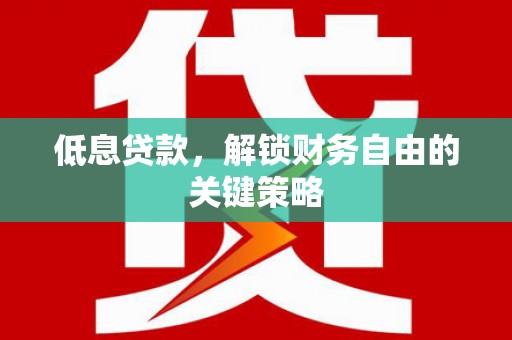 高邮低息贷款，解锁财务自由的关键策略