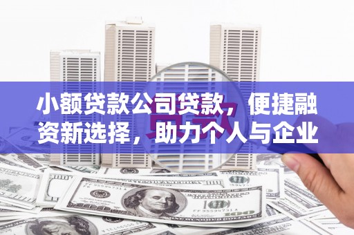 高邮小额贷款公司贷款，便捷融资新选择，助力个人与企业成长