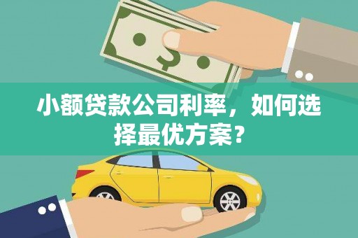 高邮小额贷款公司利率，如何选择最优方案？