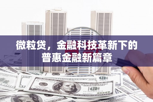 高邮微粒贷，金融科技革新下的普惠金融新篇章