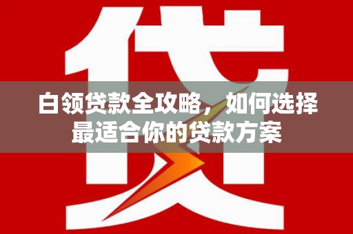 高邮白领贷款全攻略，如何选择最适合你的贷款方案